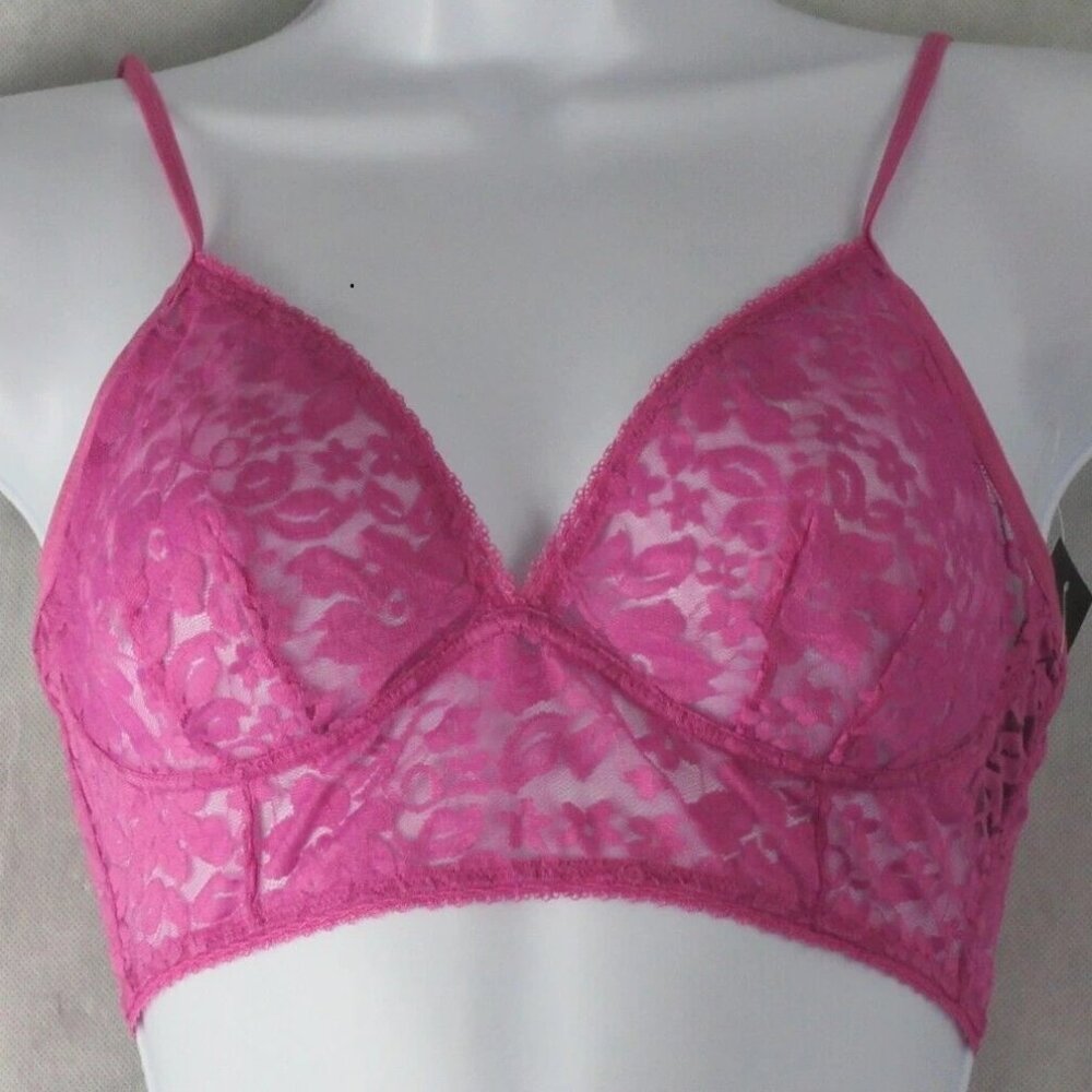 INC International Concepts Women's Floral Lace Bralette, Dutch Pink, Small